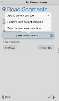 Attribute selection options Attribute selection options
